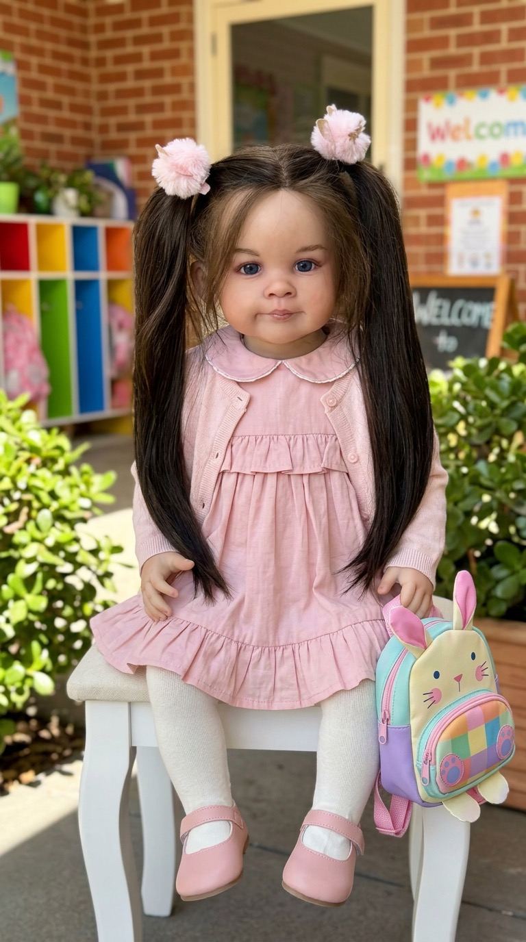 Reborn Toddler Ziva, 76 cm, stehend im hellen Kleid